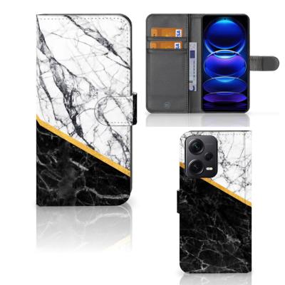 Xiaomi Poco X5 Pro | Note 12 Pro 5G | Bookcase | Marmer Wit Zwart - Origineel Cadeau Man