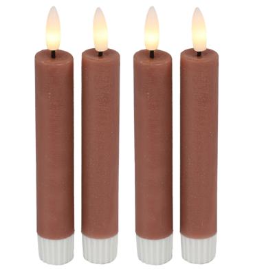 Countryfield Led dinerkaarsen - 4x st- roze -H15cm - met afstandsbediening - kaarsen