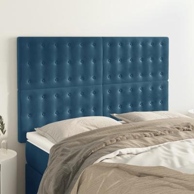 Hoofdborden 4 st 72x5x78/88 cm fluweel donkerblauw