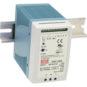 Mean Well DRC-100B DIN-rail netvoeding 27.6 V/DC 2.25 A 96 W Aantal uitgangen: 2 x Inhoud: 1 stuk(s)