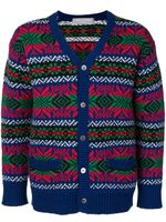 Comme Des Garçons Pre-Owned cardigan en maille intarsia - Bleu