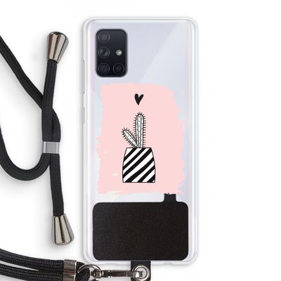 Zwart-wit cactus: Samsung Galaxy A71 Transparant Hoesje met koord