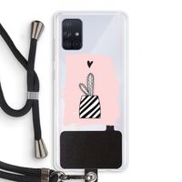 Zwart-wit cactus: Samsung Galaxy A71 Transparant Hoesje met koord