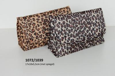 Toilettas met spiegel panter 17x10x5,5cm