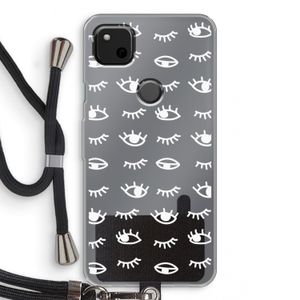 Eye pattern #3: Pixel 4a Transparant Hoesje met koord