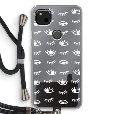 Eye pattern #3: Pixel 4a Transparant Hoesje met koord