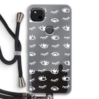 Eye pattern #3: Pixel 4a Transparant Hoesje met koord