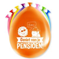 Ballonnen pensioen - Geniet van je pensioen - 8x st - gekleurd - ca 30 cm - latex
