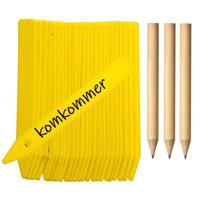 Pro Garden Nature Steeketiketten - 75x stuks - moestuin / groentetuin / kruidentuin - 10 cm - geel