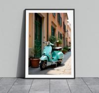 vespa fiets realistische fotoposter