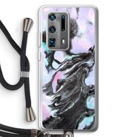 Pastel zwart: Huawei P40 Pro Plus Transparant Hoesje met koord