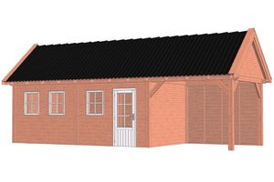 Buitenverblijf Zadeldak XL 926x380 cm - Combinatie 1- Zadeldak- Onbehandeld lariks Douglas hout- Trendhout