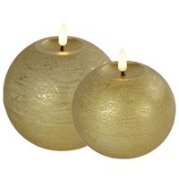 LED bolkaarsen/kaarsen - set van 2x st - goud - warm wit licht