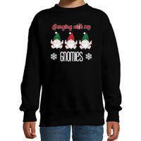 Bellatio Decorations kersttrui/sweater voor kinderen - Kerst kabouter/gnoom - zwart - Gnomies 14-15 jaar (170/176)  - - thumbnail
