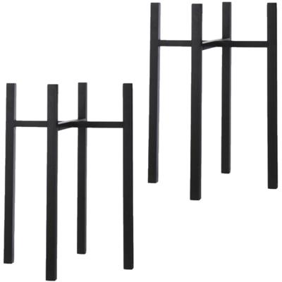 Mica Decorations - 2x - bloempot plantenpot standaard / verhoger - zwart - B38 x H70 cm - metaal Mica Decorations - 2x - bloempot plantenpot standaard / verhoger - zwart - B38 x H70 cm - metaal