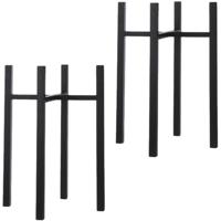 Mica Decorations - 2x - bloempot plantenpot standaard / verhoger - zwart - B38 x H70 cm - metaal