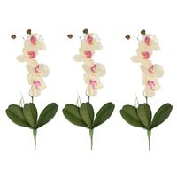 3x Wit/Roze Orchidee/Phalaenopsis kunstplanten 44 cm voor binnen 3x Wit/Roze Orchidee/Phalaenopsis kunstplanten 44 cm voor binnen