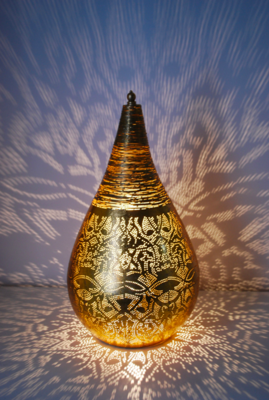 Tafellamp Ameera filigrain druppel vintage goud in 2 maten