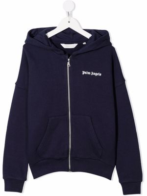 Palm Angels Kids hoodie à logo imprimé - Bleu