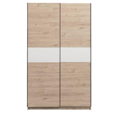 Leen Bakker - Schuifdeurkast Genua - Eikenkleur/wit - 204x122x60 Cm - Spaanplaat - Bruin - 122.4x204x60.3 Cm