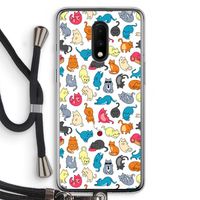Kleurrijke katten: OnePlus 7 Transparant Hoesje met koord