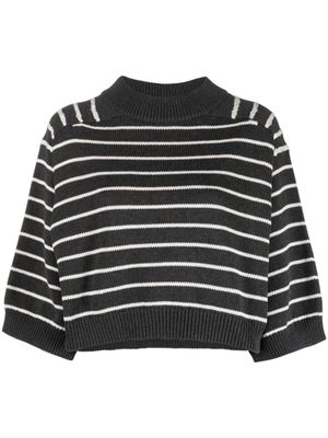 Brunello Cucinelli pull en coton à rayures - Gris