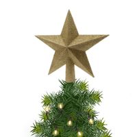 Kerstboom piek kunststof goud glitter 19 cm