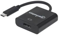 Manhattan 152020 DisplayPort / USB Adapter [1x USB 3.2 Gen 2 stekker C (USB 3.1) - 1x DisplayPort bus] Zwart Kleurcodering, Flexibel, Folie afscherming, UL