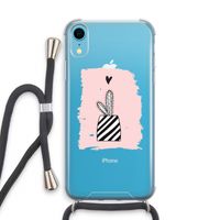 Zwart-wit cactus: iPhone XR Transparant Hoesje met koord