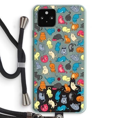 Kleurrijke katten: Pixel 5a 5G Transparant Hoesje met koord