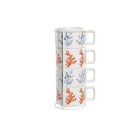 Set van koffiekopjes DKD Home Decor Blauw Fuchsia Metaal Dolomite 260 ml
