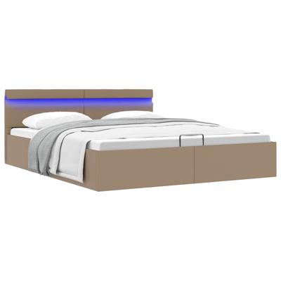 Bedframe met opslag en LED kunstleer cappuccino 180x200 cm