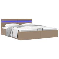 Bedframe met opslag en LED kunstleer cappuccino 180x200 cm