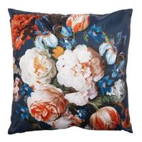 Clayre & Eef Sierkussen 45x45 cm Blauw Oranje Polyester Bloemen