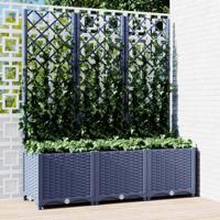 Plantenbak met latwerk 120x40x136 cm polypropeen blauwgrijs