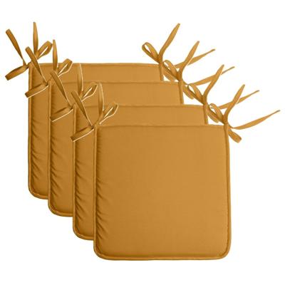 Stof Textile Home stoelkussens - 4x - okergeel - 38 x 38 x 3 cm - voor binnen - vierkant