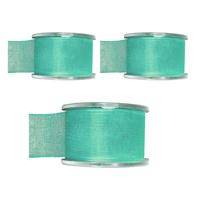 Hobby/decoratie sierlint - 3x - mintgroen - organza - 4 cm x 20 meter