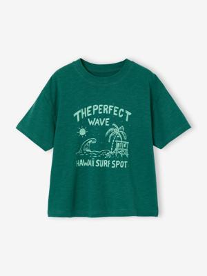 T-shirt voor jongens met print engels groen T-shirt voor jongens met print engels groen