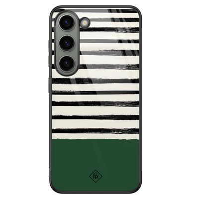 Samsung Galaxy S23 glazen hardcase - Green stripes
