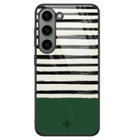Samsung Galaxy S23 glazen hardcase - Green stripes