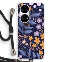 Flowers with blue leaves: Huawei P50 Transparant Hoesje met koord