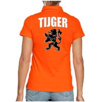 Tijger Holland supporter poloshirt oranje met leeuw EK / WK voor dames - thumbnail