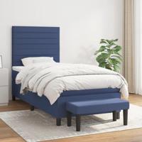 Boxspring met matras stof blauw 100x200 cm