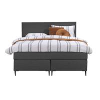 Leen Bakker - Boxspring Liv Egaal - Antraciet - 140x200 Cm - Slanke Poot - Stof - Grijs