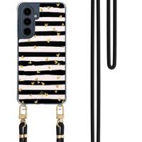 Samsung Galaxy A16 hoesje met zwart koord - Hart streepjes