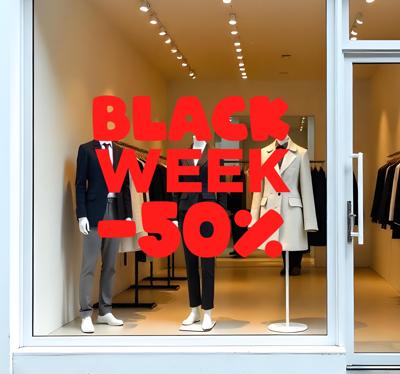 Black friday sticker monokleurig op maat "black week"