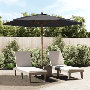 Parasol met houten paal 299x240 cm zwart