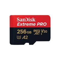 SanDisk MicroSDXC Extreme PRO 256GB 200/140 mb/s - A2 - V30 - SDA - Rescue Pro DL 2 Micro SD-kaart Zwart - thumbnail