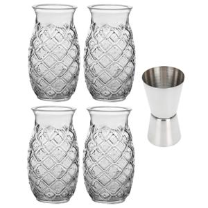 4x Cocktailglazen transparant 505 ml Pina Colada met RVS maatbeker / barmaatje