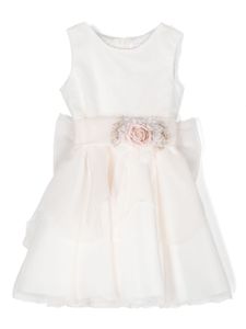 Mimilù robe évasée à fleurs appliquées - Rose